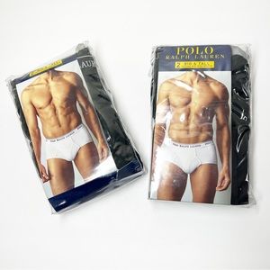 NWT POLO Ralph Lauren BIG & TALL BLACK Cotton‎ mid-rise briefs 2 packs 42” sz 42